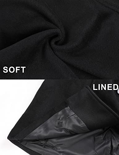 Springrain Womens Pea Coat Elegant Overcoat Single Breasted Winter Coat Dress Coat With Pockets(Black-M) #TOP3