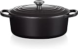 Garnek do risotto z żeliwa emaliowanego Le Creuset Signature z dodatkowym uchwytem, do wszystkich typów palników i piekarników, 30 cm, 6,2 litra, czarny mat