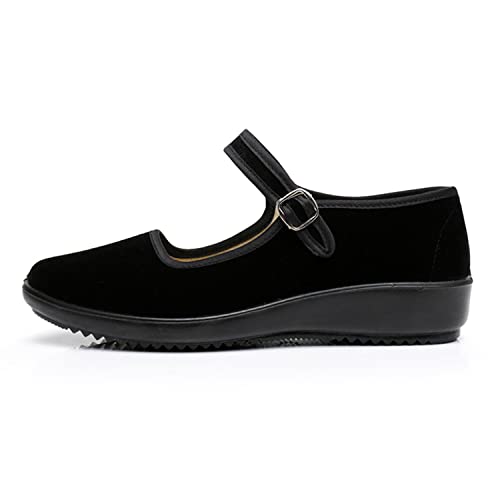 Upgraded Women's Velvet Mary Jane Shoes Black Cottton Old Beijing Cloth Flats Yoga Exercise Dance Shoes2
