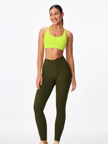 Image of Women's Strappy Sports Bras Light Compression Crop Criss Cross Back Padded Workout Yoga Bra Supportive U Neckline