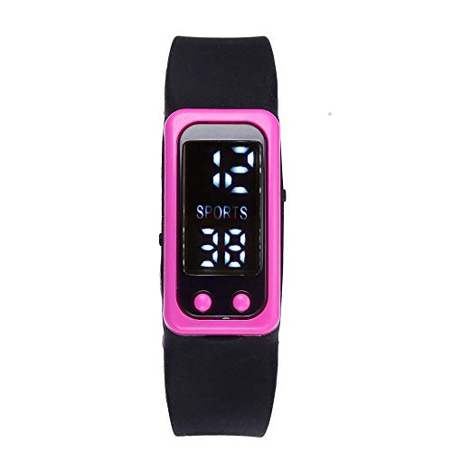 Preisvergleich Produktbild Winkey Sportuhr für Damen, Herren, Schrittzähler, Kalorienzähler, digital, LCD-Anzeige, Gehdistanz hot pink