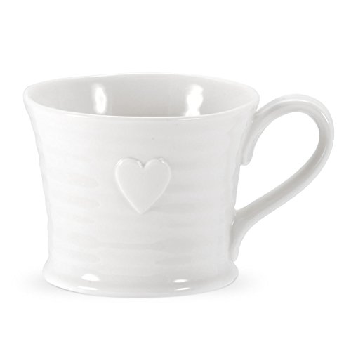 Sophie Conran voor Portmeirion Embossed Heart Mok, Porselein, Wit, 31 x 31 x 2.7 cm-Set van 4