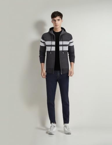 Image of Kinkia Men's Zip Up Hoodies Casual Long Sleeve Full Zipper Sherpa Fleece Lined Knit Cardigan Sweater Jacket with Pockets