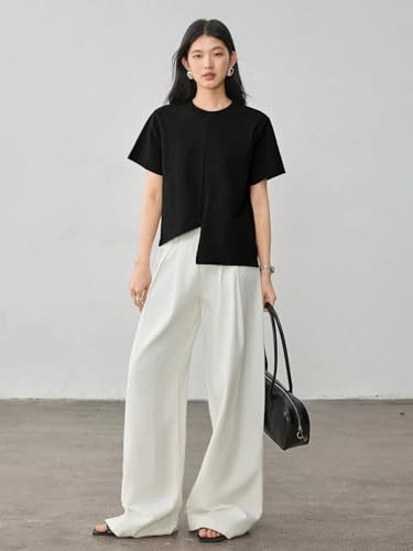 Image of Zilcon Woman Half Sleeve Round Neck Womens Tops Beach Vacation Fashion Clothes Casual Summer Spring Winter Fall Outfits Tops