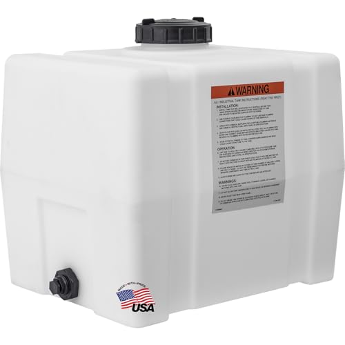 RomoTech 82123909 Horizontal Square Reservoir Water Tank, 30 Gallon, Made In USA, Natural Poly Tank Non-Flammable Liquids, UV-Resistant, Ideal for Agricultural Use, RV Water Storage, White