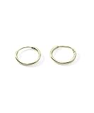 Regetta Jewelry 925 Sterling Silver 10mm Yellow Gold Toned Small Endless Hoop Earrings Set