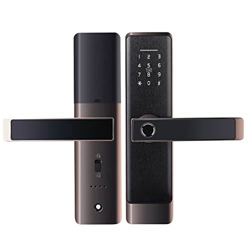 Smart Lock Smart Door Lock Keyless Entry Door Lock Compatible with Alexa & Google Fingerprint Door Lock Bluetooth Electronic Deadbolt Easy Installation for Front Door Home Office Airbnb black