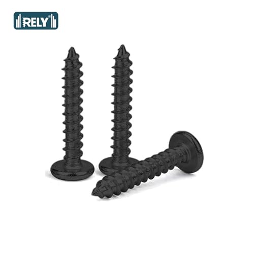 Image of Rely⇒VP INDUSTRIES (Pcs-25) M5.5x35 mm Allen JCB Head Self-Tapping Screw - Black Zinc Flat Head Furniture Bolt for Wood Boards, Cabinets, Cupboards & Chairs