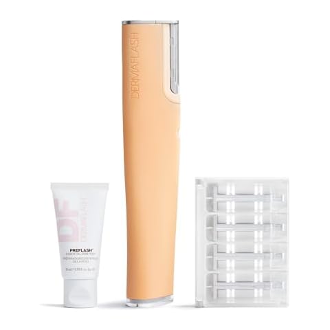 DERMAFLASH LUXE+ Sonic Dermaplaning Tool for Face Peach Fuzz Removal, Anti-Aging and Exfoliation, Peach Fuzz Cover