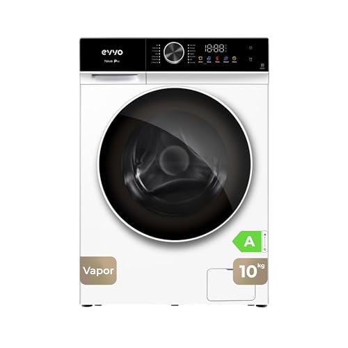 EVVO Lavadora Carga Frontal NOVA P Gran Capacidad de10 Kg, 1200 RPM, E. Energética A - Motor Inverter Silencioso, Smart Load, Tambor ePROTECT - Acabado Blanco