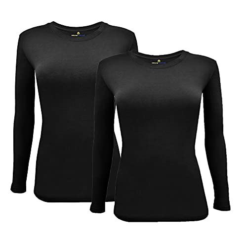 Image of Natural Uniforms Women's Long Sleeve Underscrub T-Shirt - Cotton Blend Scrub Base Layer for Nurses & Medical Professionals