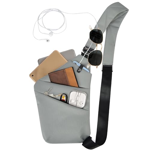 OSOCE Slim Anti-Theft Sling Bag for Men Women, Water Resistant Lightweight Crossbody Chest Bag, Adjustable Shoulder Bag for Travel, Hiking, Commute