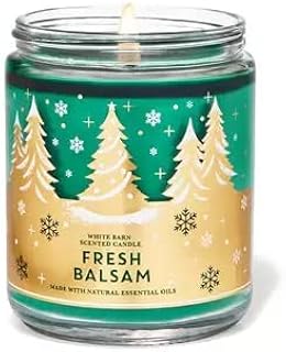 Bath & Body Works, White Barn 1-Wick Candle w/Essential Oils - 7 oz - 2021 Christmas & Winter Scents! (Fresh Balsam)