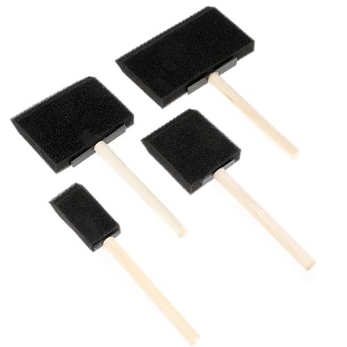 4 Piezas Brochas de Espuma con Mango de Madera Cepillos de Esponj...