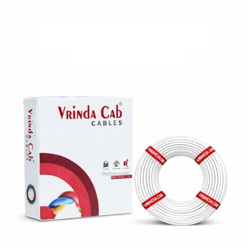 Image of VRINDA CCA Copper White 1MM Electrical Wire - CCA Copper 90 Meter Flame Retardant Cable for Home, Office & Industrial Wiring