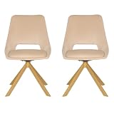 DUPI Sillón de Comedor CALPE, Butaca tapizado en Antelina, Diseño Moderno, 59x49x83 cm (Pack 2 Unidades, Beige Velvet)
