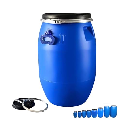 Blue Plastic Drum PPstic Water Storage Barrel with Lid 25/30/50/60/100/120/160/200L Outdoor Storage Box Ice Bucket Open Top Small Bucket Swamp Bucket for Industrial, Farm & Shipping(25l)
