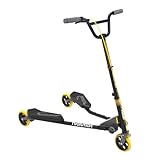 Yvolution Fliker Drift Scooter, 3-Wheels Wiggle, Foldable, Suitable for Kids and Adults (Fliker C5) Black