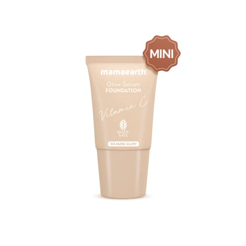 Mamaearth Glow Serum Foundation Mini Tube with Vitamin C & Turmeric for 12-Hour Long Stay- 18 ml l 12-Hour Long Stay | 2X Instant Glow (Nude Glow) - Image 3