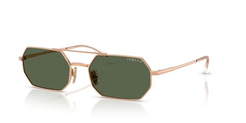 Vogue Eyewear Women's VO4329S Octagonal Sunglasses, Rose Gold/Dark Green Polarized, 55 mm2