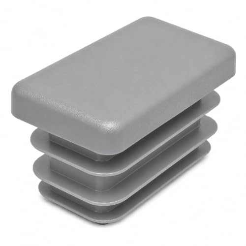 Image of (Pack of 40) Rectangular Plastic Plugs 19 /32 inch x 1-3 /16 inch (15 x 30 mm), Matt Tube Inserts, Fence Post Caps, Window Gray RAL 7040