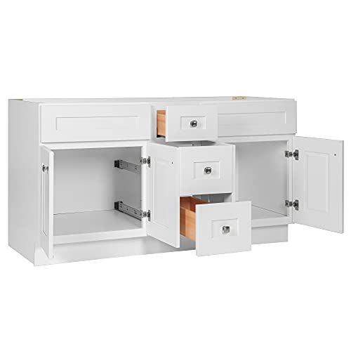 Image of Design House Brookings Bathroom Vanity, 60 inch, White