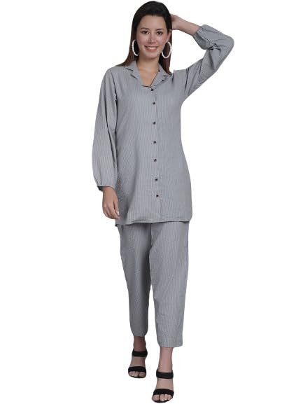 enchanted drapes Purple Striped Cotton Women's Co-ord Set-picture-28