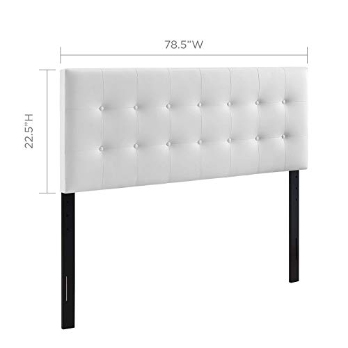 Modway Emily Tufted Button Faux Leather Upholstered King Headboard in White