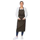 ZOLLNER Kochschürze in braun - robuste Grillschürze mit aufgenähten Taschen - für Damen und Herren - Baumwolle - 75x100 cm - mit Bindebänder - waschbar bis 60°C - Oeko Tex® zertifiziert