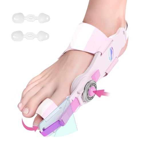 HUQKIYA Bunion Corrector for Women & Men, Orthopedic Bunion Splint with Toe Separator Adjustable Toe Straightener Suitable for Left/Right Feet Hallux Valgus Relief (Pink 1Pcs)