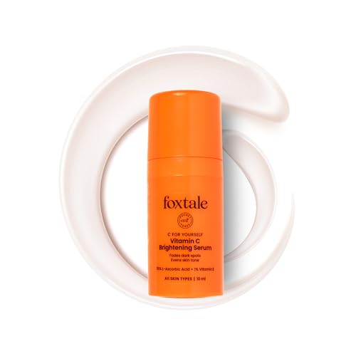 Foxtale 15% Vitamin C Face Serum for Glowing Skin | Pure L-Ascorbic Acid and Vitamin E | Brightening Serum for Dark Spots,Dull Skin,Uneven Skin Tone | All Skin Types | 10 ml