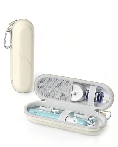 ProCase 歯ブラシケース 携帯用 コンパクトな旅行用 EVA製 Oral-B Philips対応 - ベージュ | 電動歯ブラシケース,アクセサリー収納付き,多機能,軽量,耐久性,持ち運び便利,出張や旅行に