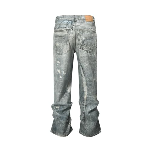 Men’s Colorful Coated Ink Splash Design, Fashion Unisex Denim Pants, Trendy Bootcut Jeans3
