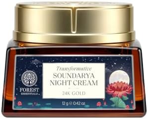 Forest Essentials Bestselling Soundarya Night Cream with 24K Gold | Anti-Ageing Overnight Repair| With Bakuchiol & Hyaluronic Acid | Restorative & Nourishing