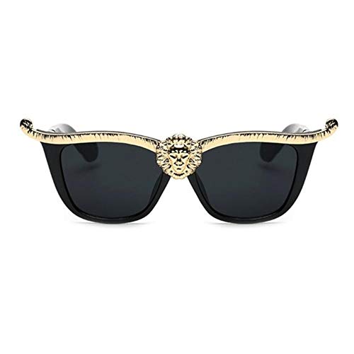 DFGJS Lunettes de Soleil Dames, Surdimensionné Lion Head Shades Lunettes de Soleil Femmes Luxe Lunettes de Soleil for Les Femmes Retro Gold Femmes Cat Eye Sunglass (Lenses Color : C1 Black Gold Gray) Cover
