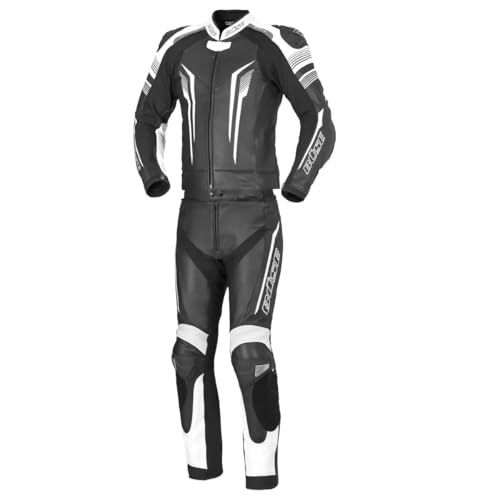 Büse Traje de piel para moto para hombre, Tormo, negro/blanco, piel de vacuno 1,2 1,4 mm, clase de protección AAA EN 17092 2, protectores de nivel 2, cremalleras de ventilación, cremallera de conexión