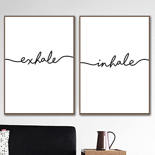 Affiche salon nordique Inhale Expirer pour décoration murale zen