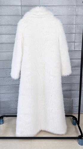 Fluffy Faux Fur Long Overcoat,Warm Outwear Parka Long Coat with Sleeves2