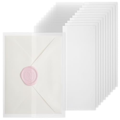 54 Piezas Papel de Vitela Blanco para Invitaciones,13x18cm Predoblado Papel de Vitelas,Fundas de Vitela para Invitaciones para Invitaciones de Boda,Tarjetas de Felicitación,Baby Shower (Translúcido)