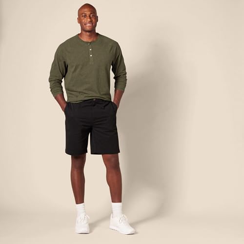 Amazon Essentials Camisa Henley de Manga Larga de Ajuste Entallado Hombre, Verde Oliva Mezcla, L