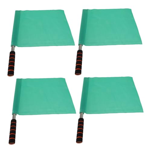 Mipcase 4pcs Hand Referee Flag Match Referee Flag Waving Stainless Steel Pole for Outdoor Games