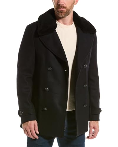 The Kooples Manteau d'hiver en laine bleu marine pour homme