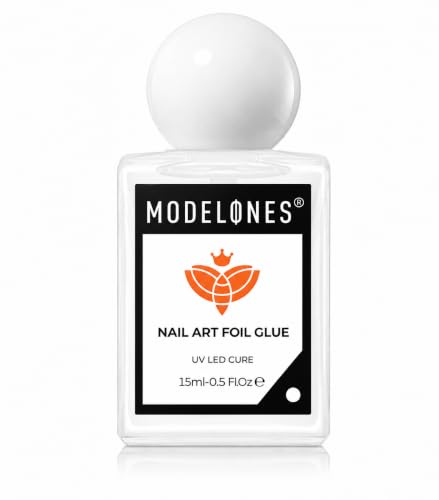 Image of modelones Gray French Tip Nail Foil Transfer Glue Gel Polish | Clear Nail Foil Glue Long Lasting Glossy DIY Home Salon Manicure Gifts for Women