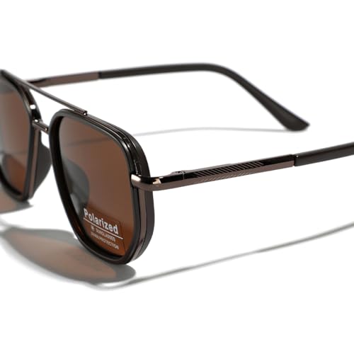 TR90 Polarised Sunglasses Retro Square Flattop Sunglasses Double Bridge Full Frame UV400 Lens Glasses4