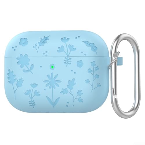 Zoegneer Elegante funda protectora de silicona para AirPods Pro 3 con gancho, diseño ligero y portátil, resistente a los arañazos, protección contra caídas, puerto de carga de fácil acceso (azul)