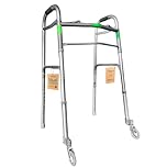EkoHealthy® Deambulatore Vivo Sicuro Controllato In Toscana, Leggero E Resistente Fino A 130kg, Pieghevole, Regolabile In Altezza, 2 Ruote Piroettanti. Adatto A Disabili E Anziani. Grigio Scuro