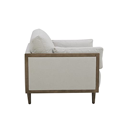 Amazon Brand – Stone & Beam Coast Wood-Trimmed Contemporary Living Room Accent Chair With Armrest Pillows, 40"W, Chalk #TOP3