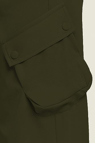 Image of Fashion Women's Casual Cargo Pants Flared High Waist Relaxed Fit Stretchable Parallel Trousers
