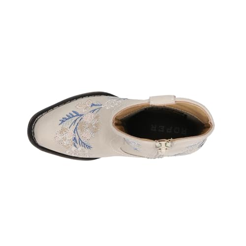 ROPER Toddler Girls Riley Floral Snip Toe Casual Boots Mid Calf - Off White4