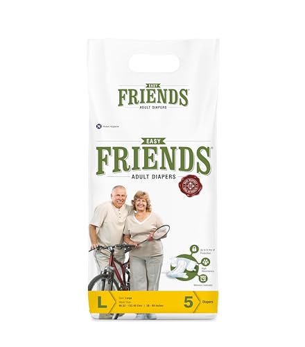 Image of Friends Easy Adult Diapers Tape Style -(Large) with odour lock and Anti-Bacterial Absorbent Core- Waist Size 29.53-57.09 Inch ; 75-145 Cm